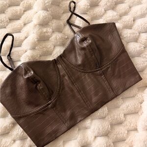 Express Chocolate Faux Leather Top